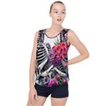 Gothic Floral Skeletons Bubble Hem Chiffon Tank Top