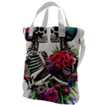 Gothic Floral Skeletons Canvas Messenger Bag