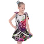 Gothic Floral Skeletons Kids  Tie Up Tunic Dress