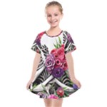 Gothic Floral Skeletons Kids  Smock Dress