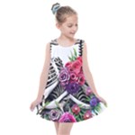 Gothic Floral Skeletons Kids  Summer Dress