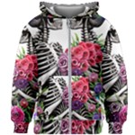 Gothic Floral Skeletons Kids  Zipper Hoodie Without Drawstring