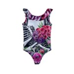 Gothic Floral Skeletons Kids  Frill Swimsuit