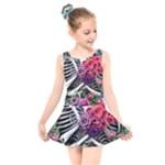 Gothic Floral Skeletons Kids  Skater Dress Swimsuit