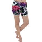 Gothic Floral Skeletons Lightweight Velour Yoga Shorts