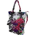 Gothic Floral Skeletons Shoulder Tote Bag