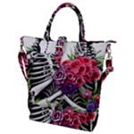 Gothic Floral Skeletons Buckle Top Tote Bag