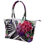 Gothic Floral Skeletons Canvas Shoulder Bag