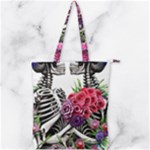 Gothic Floral Skeletons Double Zip Up Tote Bag