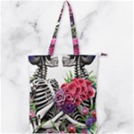 Gothic Floral Skeletons Double Zip Up Tote Bag