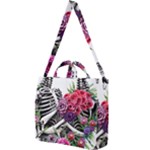 Gothic Floral Skeletons Square Shoulder Tote Bag