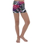 Gothic Floral Skeletons Kids  Lightweight Velour Yoga Shorts