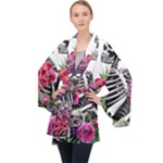 Gothic Floral Skeletons Long Sleeve Velvet Kimono 