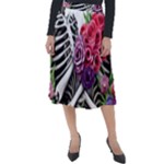 Gothic Floral Skeletons Classic Velour Midi Skirt 