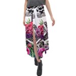 Gothic Floral Skeletons Velour Split Maxi Skirt