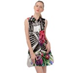 Gothic Floral Skeletons Sleeveless Shirt Dress