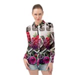 Gothic Floral Skeletons Long Sleeve Chiffon Shirt