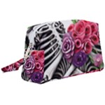 Gothic Floral Skeletons Wristlet Pouch Bag (Large)