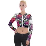 Gothic Floral Skeletons Long Sleeve Cropped Velvet Jacket