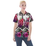 Gothic Floral Skeletons Women s Short Sleeve Pocket Shirt