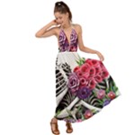 Gothic Floral Skeletons Backless Maxi Beach Dress