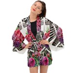 Gothic Floral Skeletons Long Sleeve Kimono