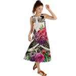 Gothic Floral Skeletons Summer Maxi Dress