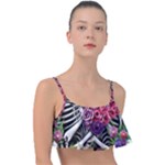 Gothic Floral Skeletons Frill Bikini Top