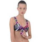 Gothic Floral Skeletons Front Tie Bikini Top