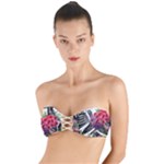 Gothic Floral Skeletons Twist Bandeau Bikini Top