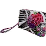 Gothic Floral Skeletons Wristlet Pouch Bag (Small)