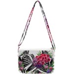 Gothic Floral Skeletons Double Gusset Crossbody Bag