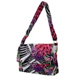 Gothic Floral Skeletons Full Print Messenger Bag (L)