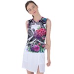 Gothic Floral Skeletons Women s Sleeveless Sports Top