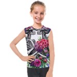 Gothic Floral Skeletons Kids  Mesh Tank Top