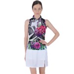 Gothic Floral Skeletons Women s Sleeveless Polo Tee