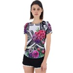 Gothic Floral Skeletons Back Cut Out Sport Tee