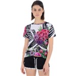 Gothic Floral Skeletons Open Back Sport Tee