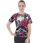 Gothic Floral Skeletons Women s Sport Raglan Tee