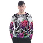 Gothic Floral Skeletons Men s Long Sleeve Raglan Tee