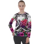 Gothic Floral Skeletons Women s Long Sleeve Raglan Tee