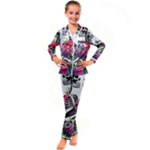 Gothic Floral Skeletons Kid s Satin Long Sleeve Pajamas Set