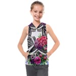 Gothic Floral Skeletons Kids  Sleeveless Hoodie