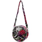 Gothic Floral Skeletons Crossbody Circle Bag