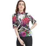 Gothic Floral Skeletons Frill Neck Blouse