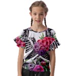 Gothic Floral Skeletons Kids  Cut Out Flutter Sleeves