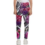 Gothic Floral Skeletons Kids  Skirted Pants