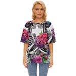 Gothic Floral Skeletons Oversized Basic Tee