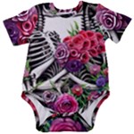 Gothic Floral Skeletons Baby Short Sleeve Bodysuit