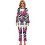 Gothic Floral Skeletons Womens  Long Sleeve Lightweight Pajamas Set